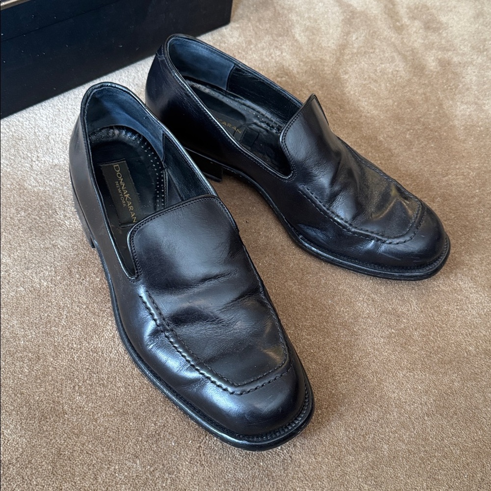 VNTG Donna Karan handbraided loafer in shiny calf